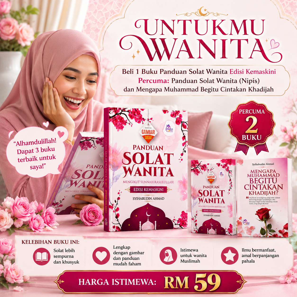 Kombo Untukmu Wanita – Panduan Solat Wanita Edisi Kemaskini + 2 Buku Percuma - Image 4